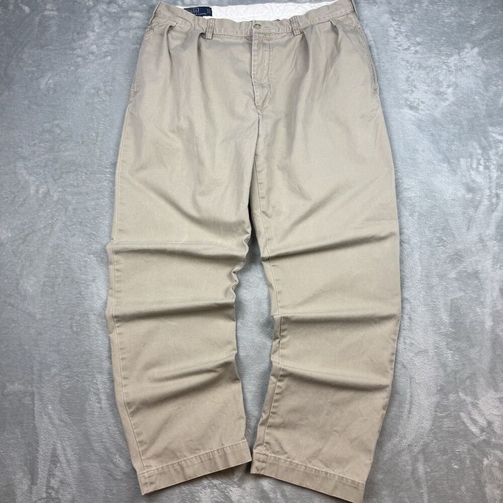 Polo Ralph Lauren Men's Khaki Beige Andrew Pant Chino Vintage Pleated Size 38x32